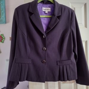 Danny & Nicole Women's 14P Blazer Suit Jacket Purple Button Front Career pleated